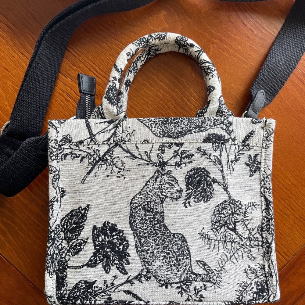 A New Day Black and White Jacquard Boxy Jaguar Crossbody Bag
